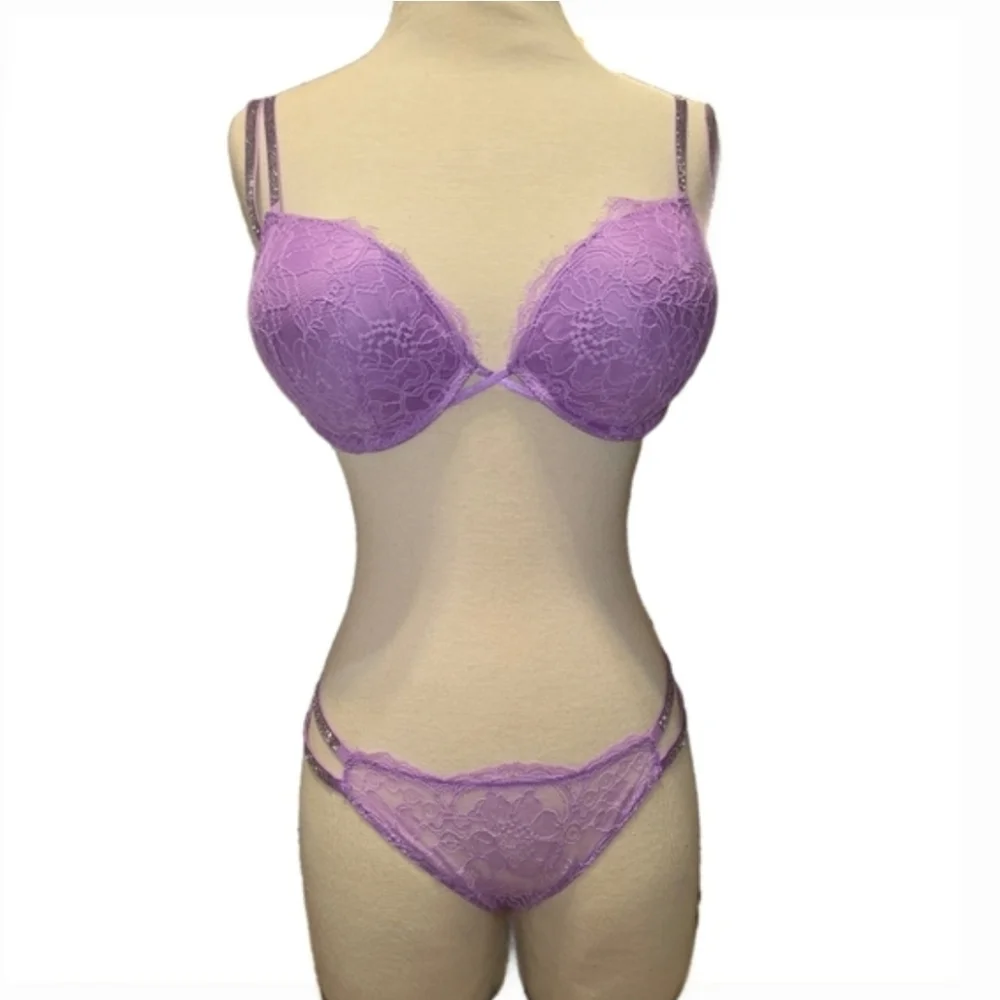 Shine Bombshell & Brazilian Matching Lingerie Set 32D/Small - Victoria’s Secret